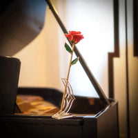 24K gold plated rose gift from MANDOTOS, close-up of the elegant, gold-colored rose with detailed petals and stem.