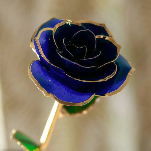 24K gold plated rose gift from MANDOTOS, showcasing a beautifully crafted golden rose on a elegant display.