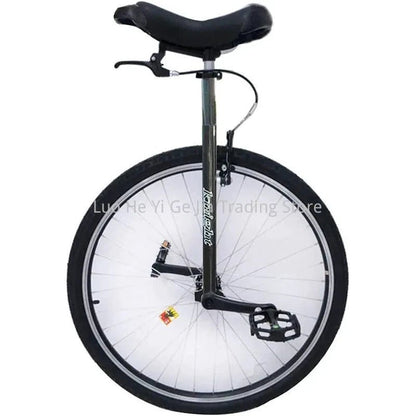 Mandotos 28-inch heavy-duty unicycle with brakes, suitable for tall men and teens, featuring a sturdy frame for balance riding.