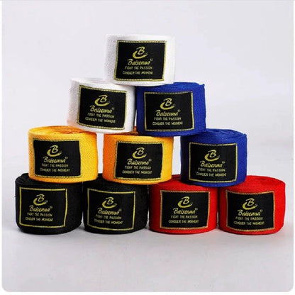 Mandotos 2-pack boxing training cotton bandages and hand wraps for sanda, kickboxing, MMA, and boxing sports.