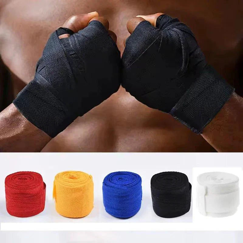 Mandotos 2-pack boxing training bandages in cotton, 1.5 to 5 meters, for kickboxing, MMA, sanda, and boxing hand wraps and straps.