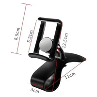 Mandotos 360° rotatable car phone holder, universal dashboard mount for mobile phones, adjustable auto grip bracket.