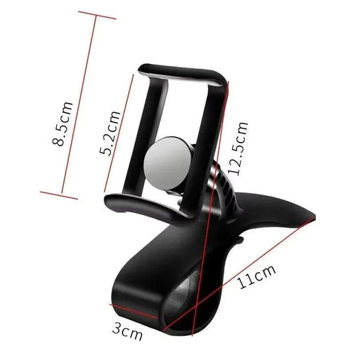 Mandotos 360° rotatable car phone holder, universal dashboard mount for mobile phones, adjustable auto grip bracket.