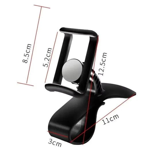 Mandotos 360° rotatable car phone holder, universal dashboard mount for mobile phones, adjustable auto grip bracket.