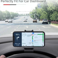 Mandotos 360° rotatable car phone holder, universal mobile phone stand with dashboard support and fixed grip bracket.