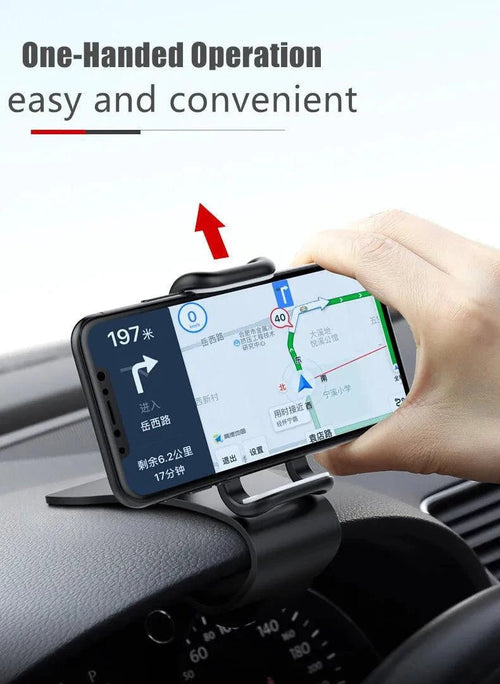 Mandotos 360-degree rotatable car phone holder, universal dashboard mount for auto grip and stable mobile phone support.