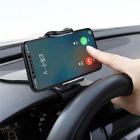Mandotos 360-degree rotatable car phone holder, universal dashboard mount for mobile phones, auto grip, and fixed bracket support.