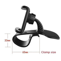 Mandotos 360° rotatable car phone holder on dashboard, universal mobile phone stand with auto grip and fixed bracket for vehicles.