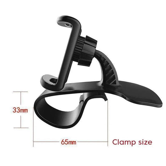 Mandotos 360° rotatable car phone holder on dashboard, universal mobile phone stand with auto grip and fixed bracket for vehicles.