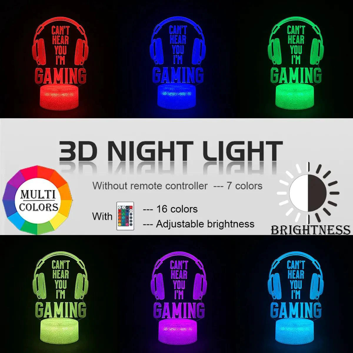 Mandotos 3D LED RGB gamer light with vibrant color display and dynamic lighting effects for gaming setups.