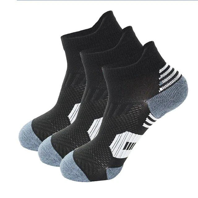 Mandotos 3-pack men's and women's fitness sports socks with towel bottom, non-slip, quick-drying, ideal for running and basketball.