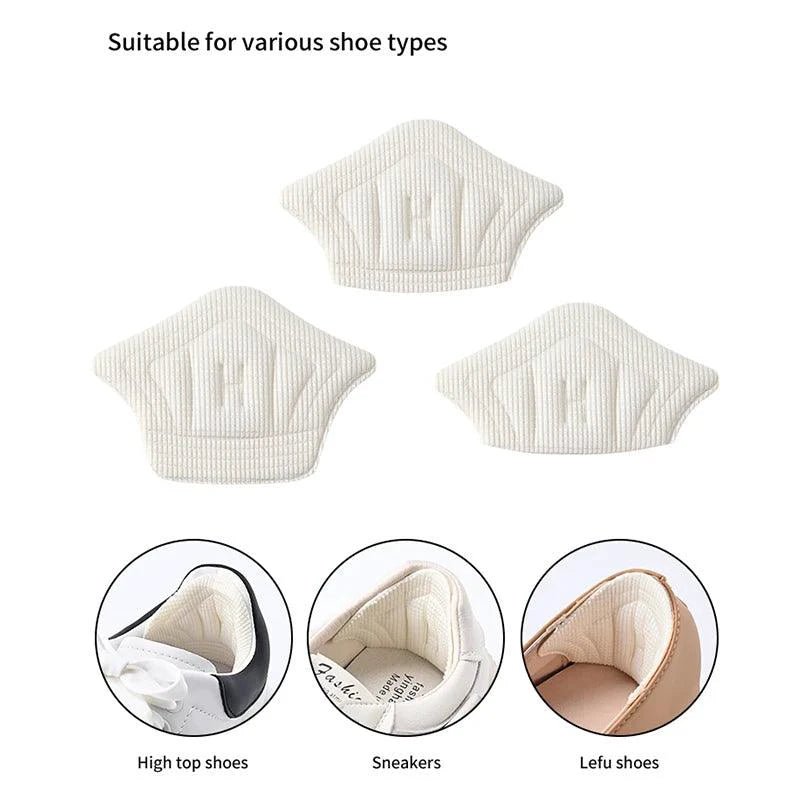 Mandotos 3 or 6 pairs of sport shoe heel pads with adjustable size, antiwear cushion inserts, and back stickers for comfort.
