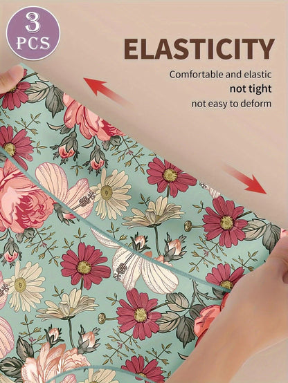Mandotos 3-pack high-waisted women's panties with printed patterns, tummy tightening and hip lifting design for comfortable fit.