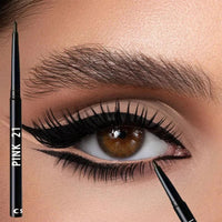 Set of three waterproof black eyeliner pencils by MANDOTOS, smudge-proof, long-lasting, ideal for beginner eye makeup.