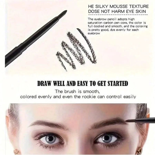 Set of three waterproof black eyeliner pencils by MANDOTOS, smudge-proof, long-lasting, ideal for beginner eye makeup application.