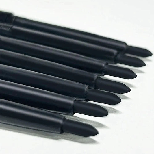 Set of three waterproof black eyeliner pencils by MANDOTOS for smudge-proof, long-lasting eye makeup, ideal for beginners.