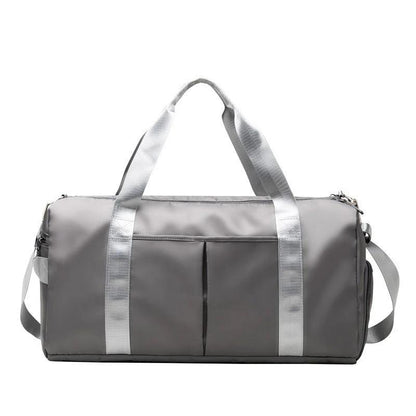Mandotos waterproof fitness sports travel duffel bag with shoulder strap, ideal for gym, swim, and weekend trips for both women and men.
