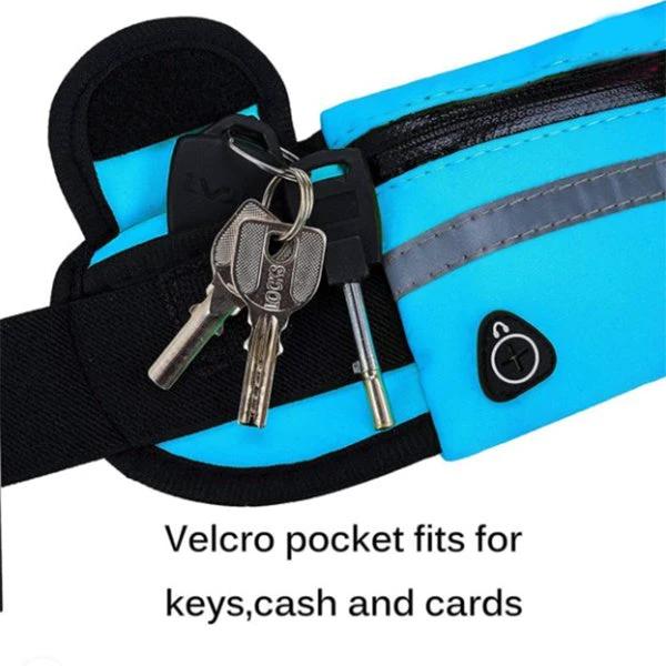 Mandotos fitness waist bag with pocket, slim running fanny pack for jogging, hiking, cycling, and gym workouts.
