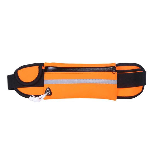 Mandotos fitness waist bag with pocket, slim running belt for jogging, hiking, cycling, and gym workouts, black nylon design.
