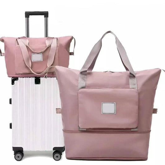 Mandotos foldable waterproof storage travel bag with large capacity, ideal for gym, fitness, weekend, and overnight trips for women.