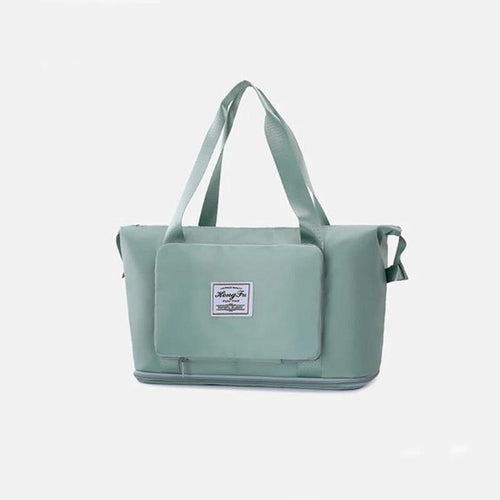 Mandotos foldable waterproof travel bag with large capacity, ideal for gym, fitness, and overnight trips for women.