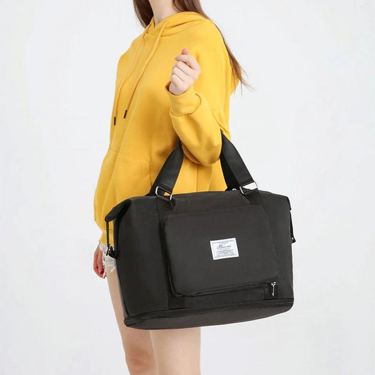 Mandotos folding travel bag for women, versatile backpack, shoulder bag, gym, fitness, weekender, and overnight use.