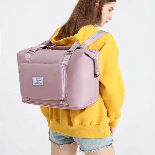 Mandotos folding travel bag for women, versatile backpack, shoulder, gym, and weekend overnight bag, lightweight and compact.