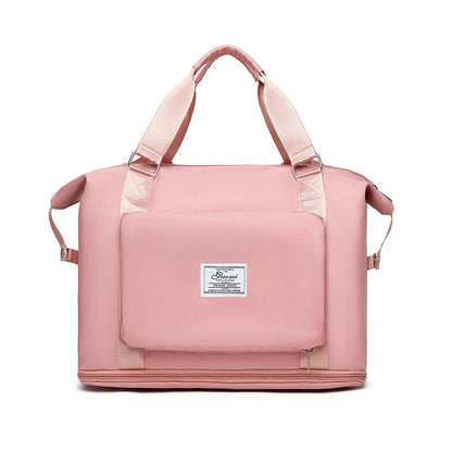 Mandotos folding travel bag for women, versatile gym, backpack, shoulder, and weekender bag, compact and lightweight for travel.