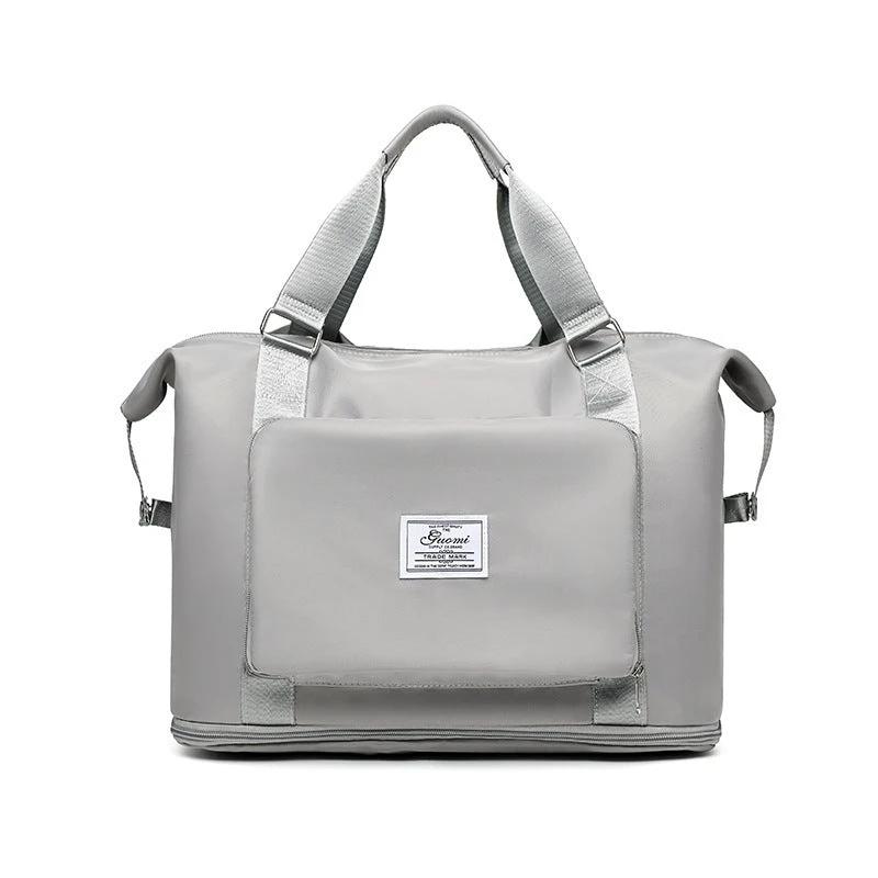 Mandotos folding travel bag for women, versatile backpack, shoulder bag, gym, fitness, weekender, and overnight use.