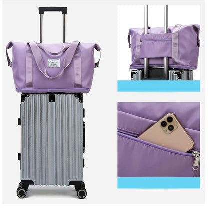 Mandotos large capacity travel bag for fitness, gym, workout, yoga, and outdoor activities with shoulder strap and spacious design.