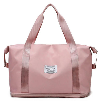 Mandotos large capacity travel bag with shoulder strap, ideal for gym, workout, yoga, and outdoor activities.