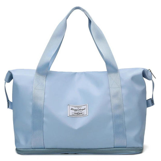 Mandotos large capacity travel bag for fitness, gym, workout, yoga, and outdoor activities, shoulder style with spacious storage.