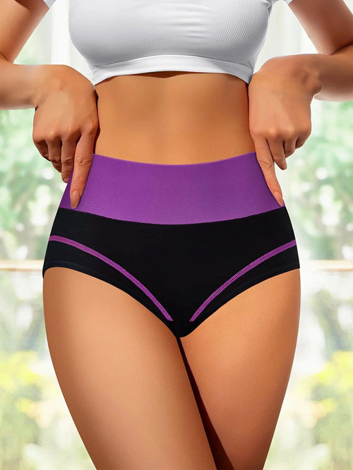 Set of four MANDOTOS high-waisted women's panties, breathable, comfortable, tummy tightening, and shaping triangle design.
