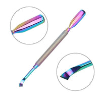 Mandotos 4-piece stainless steel nail cutter and scissors set with cuticle pusher and remover for professional manicure and nail care.