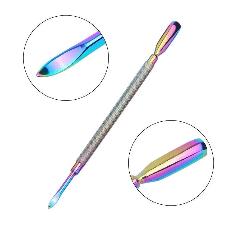Mandotos 4-piece stainless steel nail care set with nail cutters, scissors, nippers, and cuticle pusher for manicure and grooming.