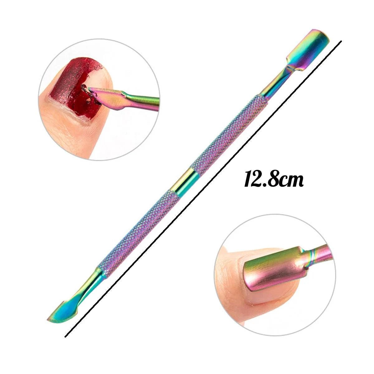 Mandotos 4-piece professional stainless steel nail cutter, scissors, nippers, cuticle pusher, and remover for manicure and nail care.
