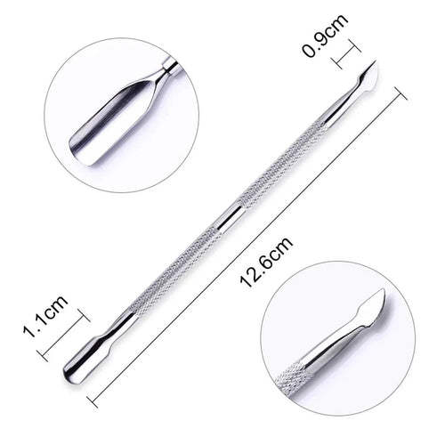 Mandotos 4-piece stainless steel nail cutter and scissors set with cuticle pusher for professional nail care and manicure grooming.