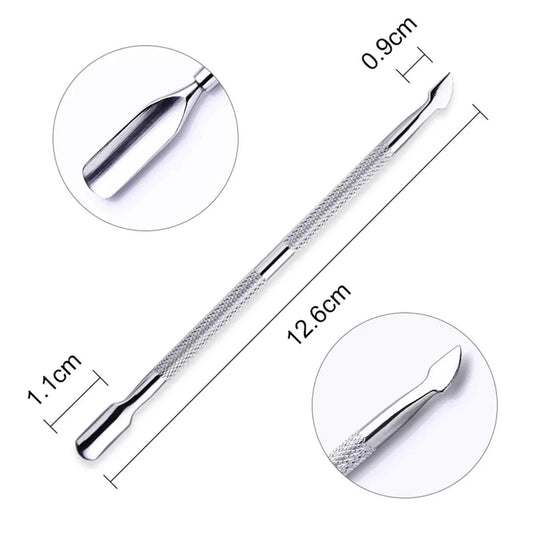 Mandotos 4-piece stainless steel nail cutter and scissors set with cuticle pusher for professional nail care and manicure grooming.