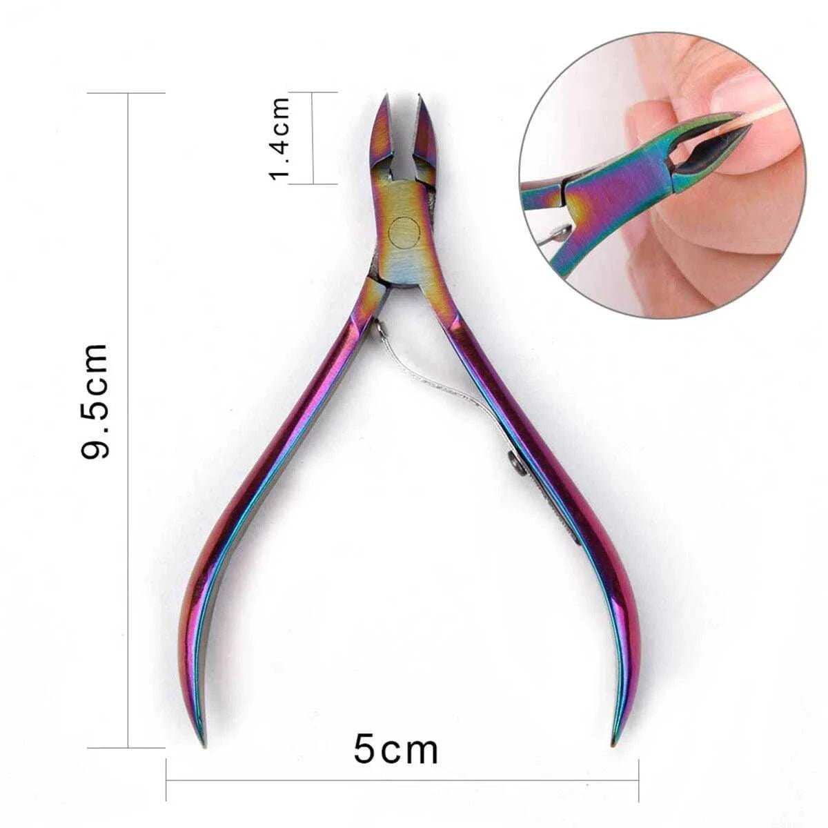 Mandotos 4-piece stainless steel nail cutter and scissors set with cuticle pusher for manicure and nail care.