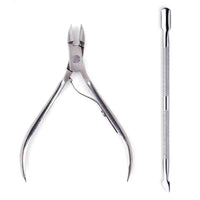 Mandotos 4-piece nail care set with stainless steel nail cutter, scissors, nippers, and cuticle pusher for manicures