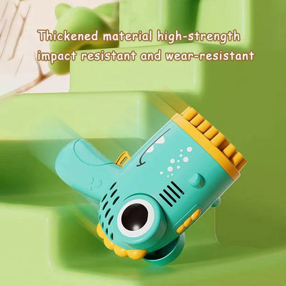 Mandotos 40-hole dinosaur-shaped handheld bubble machine, electric bubble gun for outdoor weddings and parties.