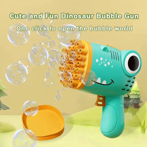 Mandotos 40-hole dinosaur bubble machine, handheld electric bubble gun, outdoor wedding and party toy with colorful bubbles