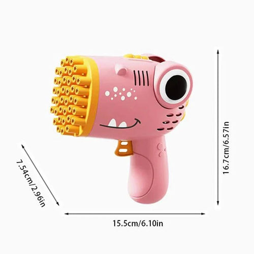Mandotos 40-hole dinosaur-shaped handheld bubble machine with electric bubble gun for outdoor weddings and parties