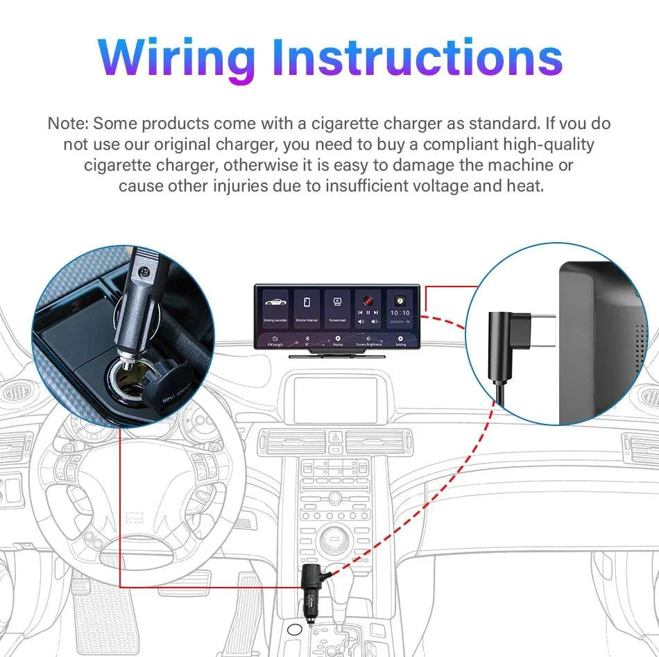 Mandotos 4K 10.26-inch mirror dash cam with Carplay and Android Auto installed in a vehicle interior.