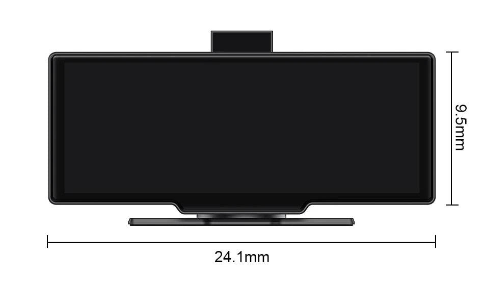Mandotos 4K 10.26-inch mirror dash cam with CarPlay and Android Auto mounted in a car interior showing the display