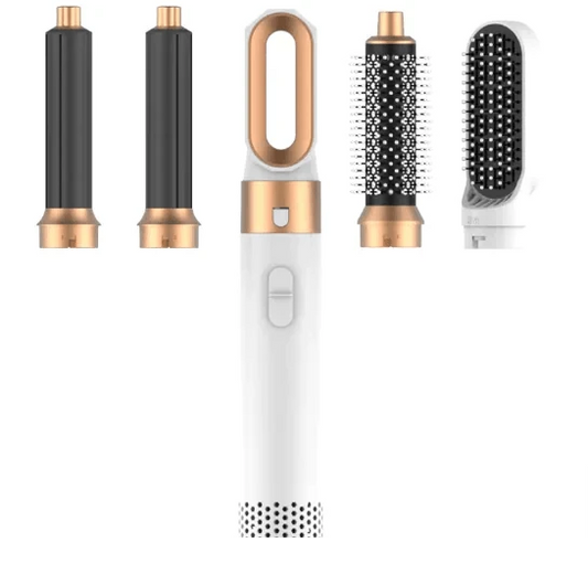 Mandotos 5-in-1 Hair Styler Brush with multiple attachments for styling, drying, and smoothing hair.