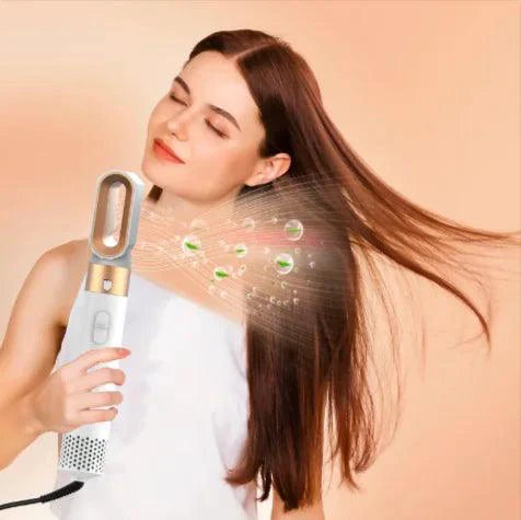 Mandotos 5-in-1 Hair Styler Brush with multiple attachments for styling, detangling, and smoothing hair.