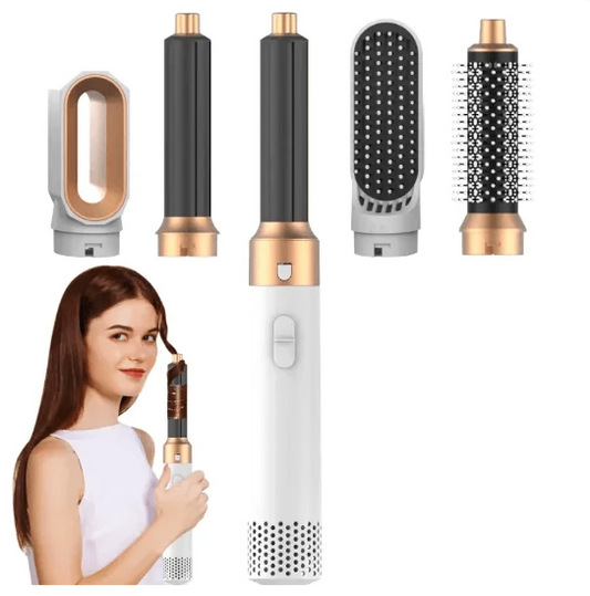 Mandotos 5-in-1 Hair Styler Brush with multiple attachments for styling, smoothing, and volumizing hair.