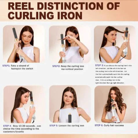 Mandotos 5-in-1 Hair Styler Brush with various attachments for versatile hair styling and smoothing.