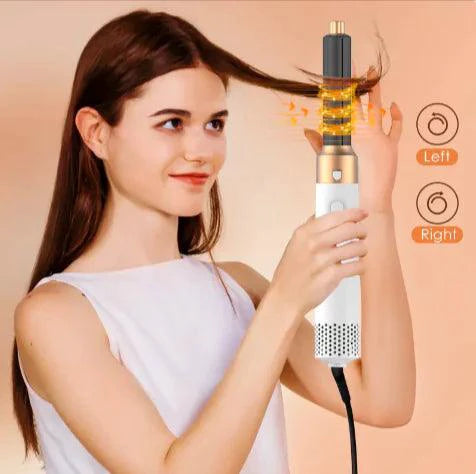 Mandotos 5-in-1 Hair Styler Brush with multiple attachments for styling, drying, and detangling hair.